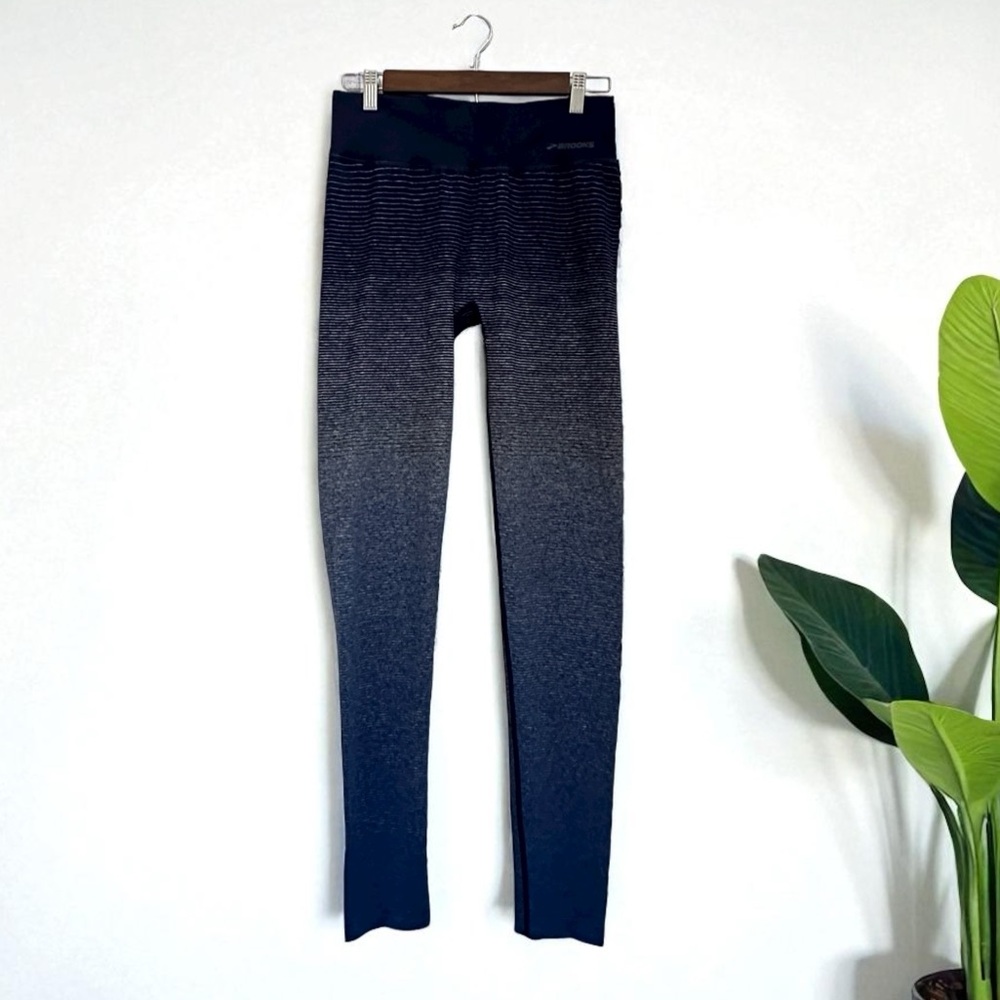 Brooks Women’s Blue Nylon Streaker Ombre Full Length Running Leggings Size L